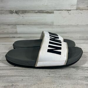 Nike Mens Offcourt Spellout‎ Logo Slide Dark Grey Black White Sandals Size 9 US